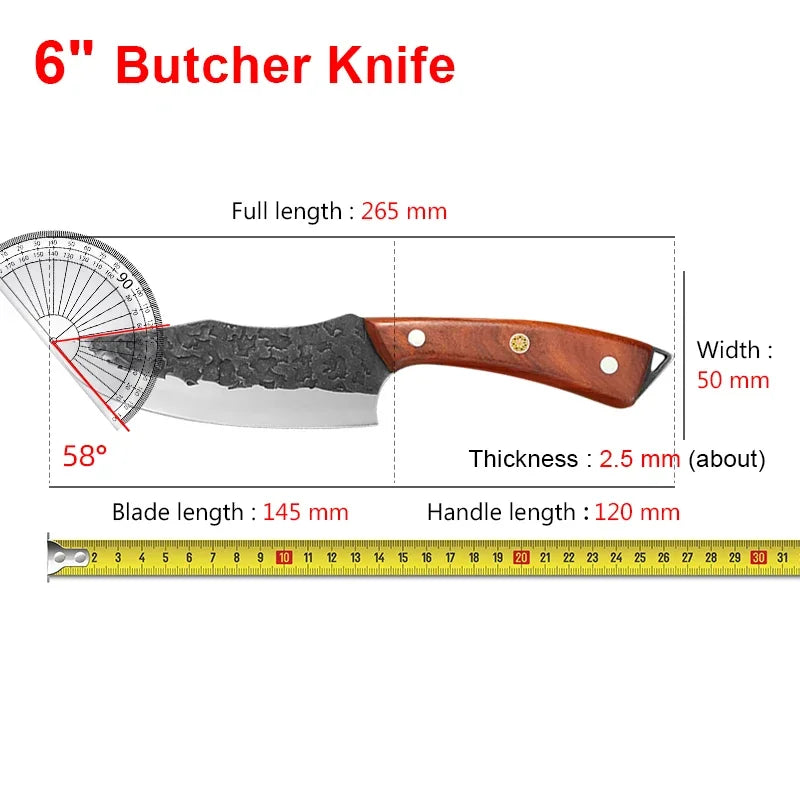 Forged Kitchen Knife Stainless Steel Meat Cleaver Boning Knife Fruit Slicing Cutting Knife Multifunctional Knife with KnifeCover