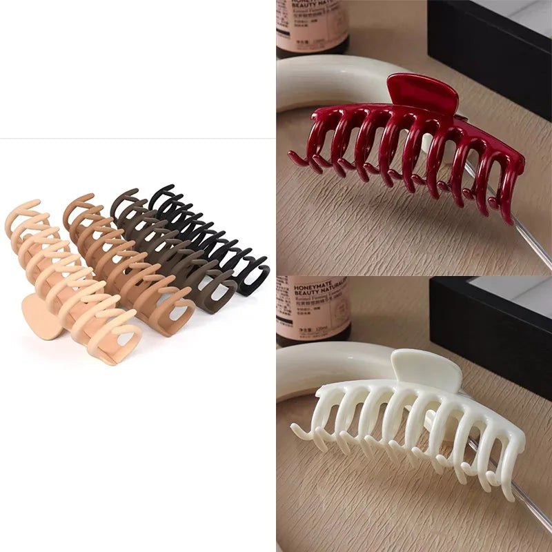 Large Geometric Hair Claw Clip Set – Cross Matte French Hairgrip for Women (1/2/4/6Pcs)