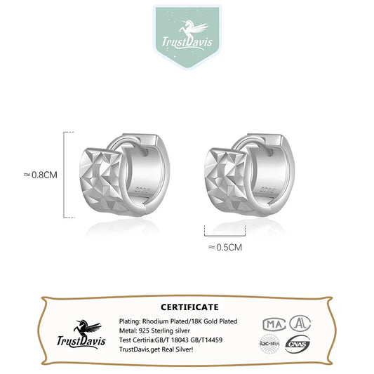TrustDavis Real 925 Sterling Silver 2022 Hoop Fashion Cool Charm Hoop Earrings For Women Men Simple Fine Jewelry Gift DG0003