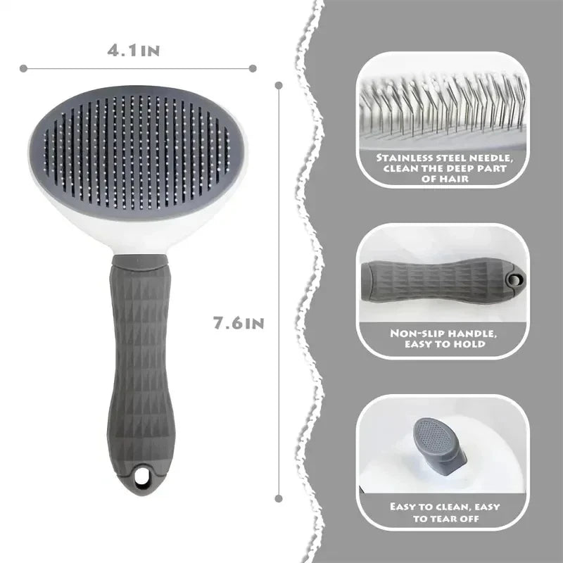 Self-Cleaning Pet Brush – Dog & Cat Grooming Comb