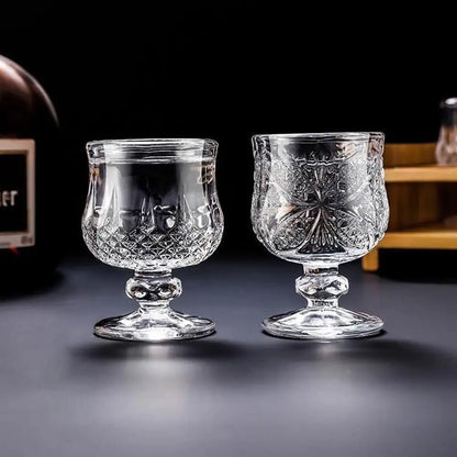 Diamond Carved Crystal Goblet – 6pcs High Foot Glass for Bar & Restaurant