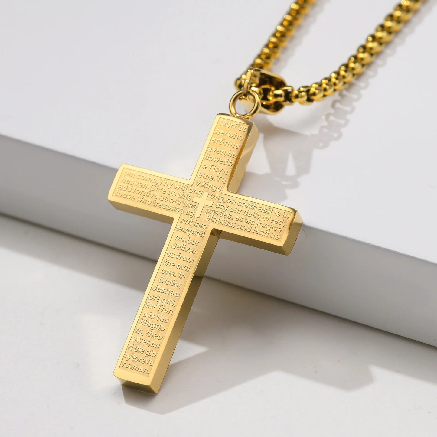 Cross Pendant Necklace – Unisex Snake Chain, Trendy European Style