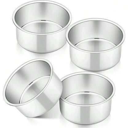 4-Piece Aluminum Mini Cake Pan Set 4 Inch – Solid Non-Stick Baking Mold for Pizza & Cakes
