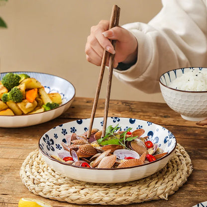 Japanese Ceramic Underglaze Rice Bowl – Colorful Tableware Dishes for Home & Restaurant