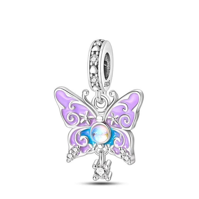 925 Silver Plating Colorful Butterfly Insect Animal Charms Beads Sparkling Zircon Fit Qikaola 925 Original Bracelets DIY Jewelry