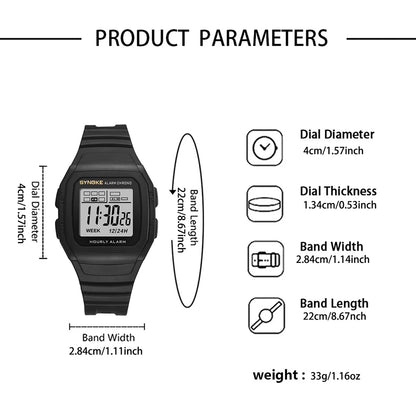 Men Digital Sports Watches, LED Display Timer 12/24 hours Digital Electronic Wristwatch Waterproof Clock - BeeTrendyShop.COM