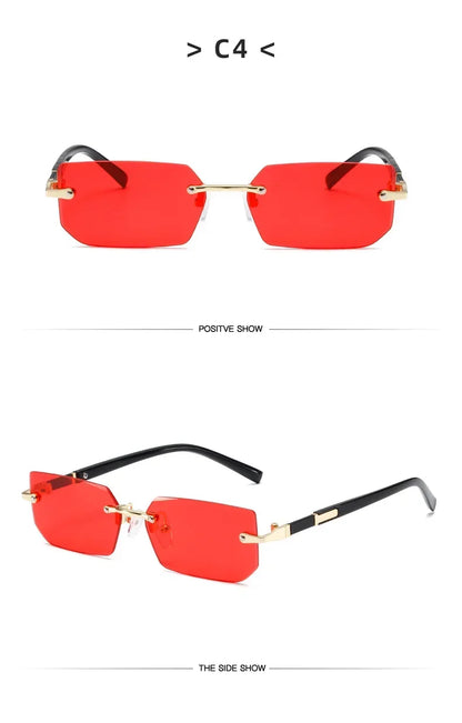 High Definition Blue Light Blocking Sunglasses – UV400 Rimless Square Eyewear