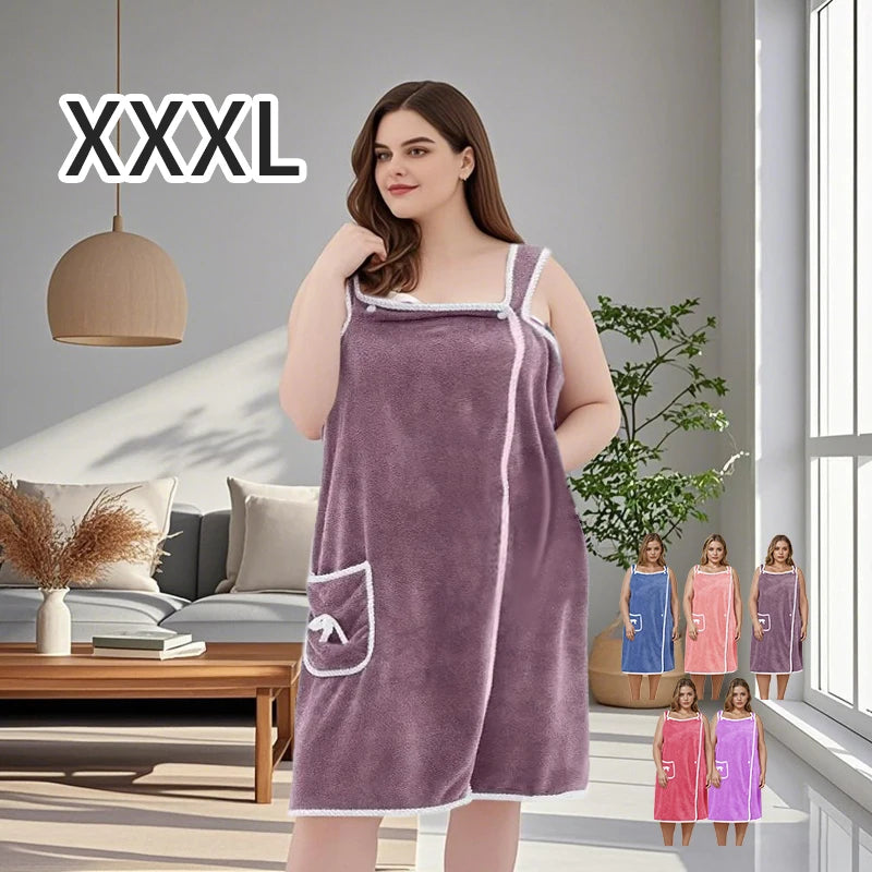 Womens Wearable Bath Towel 90x150cm – Fast-Dry Bathrobe Wrap for Beach, Spa & Gym