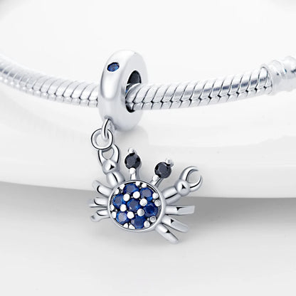 925 Sterling Silver Blue Crab & Red Lobster Charm Bead – Ocean DIY Jewelry