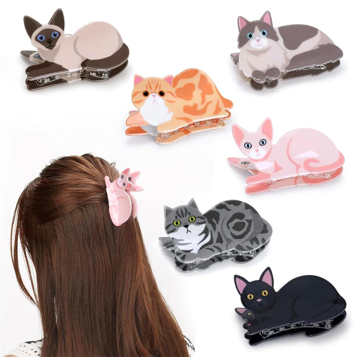 Cartoon Cat Hair Claw Clip – Cute Kids Hairpin for Girls (Party & School Gift)