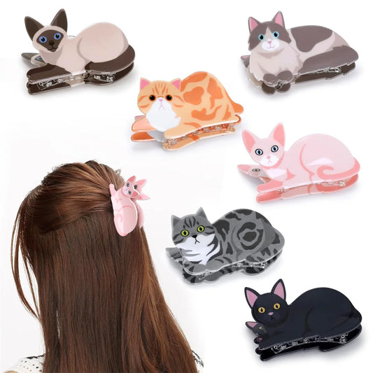 Cartoon Cat Hair Claw Clip – Cute Kids Hairpin for Girls (Party & School Gift)