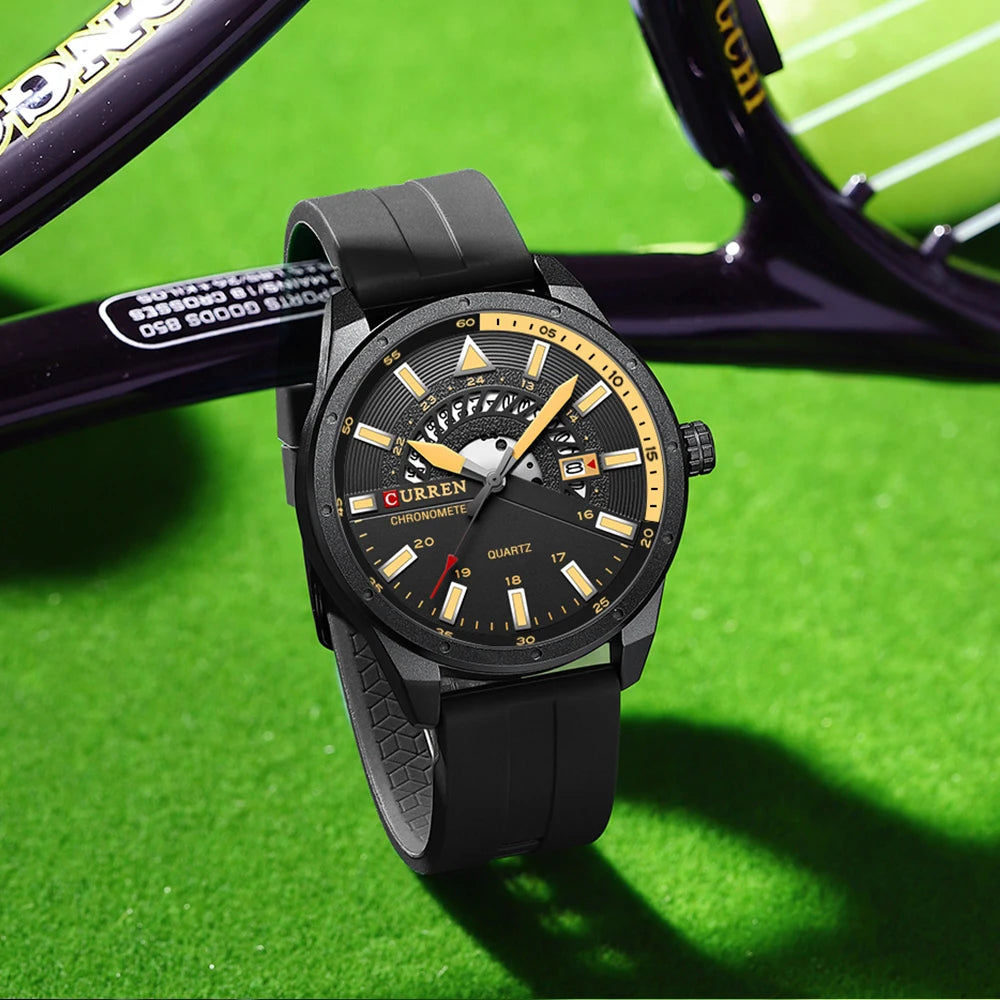 CURREN Fashion Men Watch Top Brand Luxury Waterproof Sport Mens Watches Silicone Automatic Date Military Wristwatch - BeeTrendyShop.COM