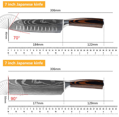 Chef Knife Set – Laser Damascus Pattern Japanese Santoku, Cleaver & Utility Knives (1-10pcs)