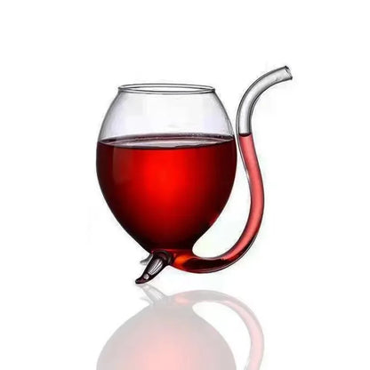 Clear Wine Glass Cup with Straw – Cocktail Beer Drinks Bar Gift