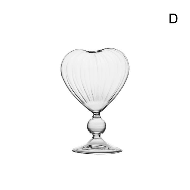Heart-Shaped Glass Cup with Straw – 220ml Crystal Juice & Wine Glass