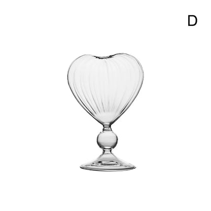 Heart-Shaped Glass Cup with Straw – 220ml Crystal Juice & Wine Glass