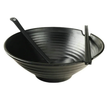 Japanese Noodle Bowl with Spoon Set – Retro Dinnerware for Ramen, Rice & Soup