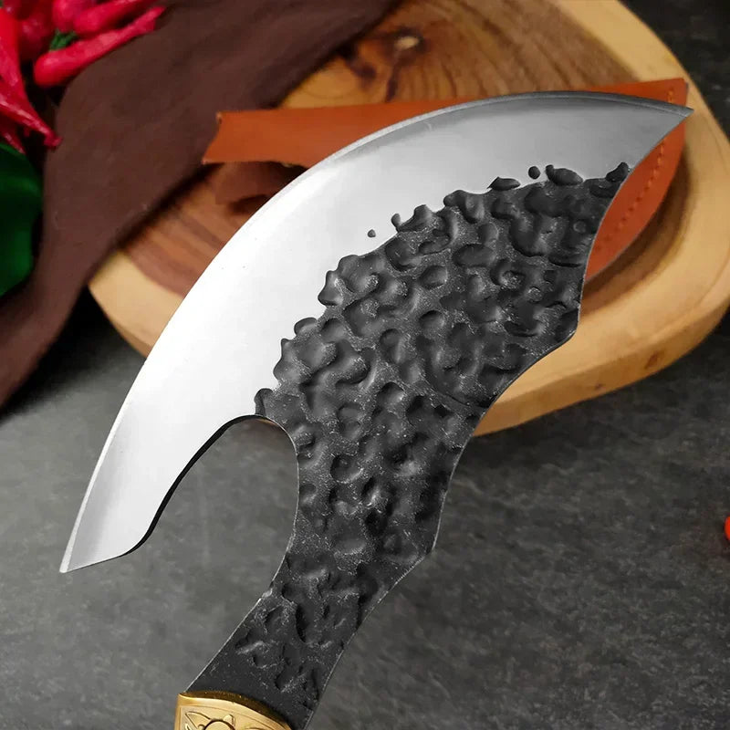 High Hardness Butcher's Knife BBQ Meat Fruit Cutting Utility Knife Professional Bone Chopping Axe Wood Handle Chef Slicing Knife