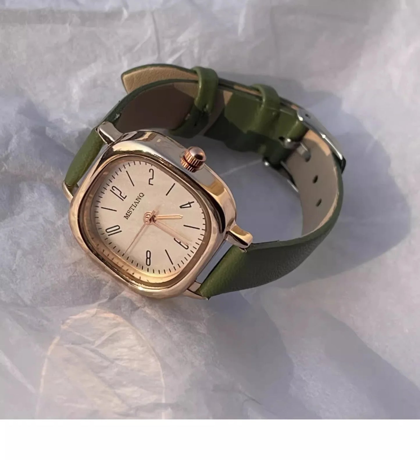 Casual Wrist Watches Retro Square Quartz Digital Mini Dial Leather Strap Fashionable Clock Waterproof Wristwatch for Women - BeeTrendyShop.COM