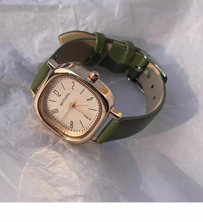 Casual Wrist Watches Retro Square Quartz Digital Mini Dial Leather Strap Fashionable Clock Waterproof Wristwatch for Women - BeeTrendyShop.COM