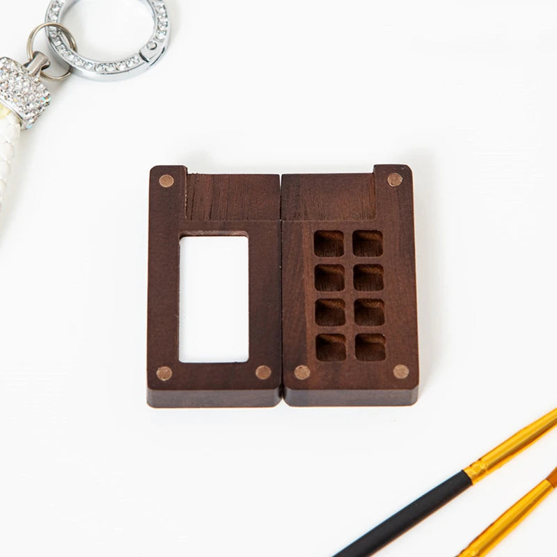 Empty Wooden Watercolor Palette Portable Mini Travel