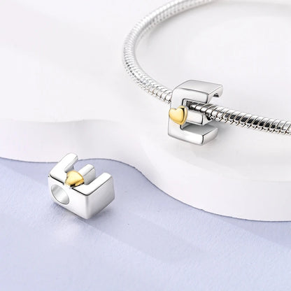 925 Sterling Silver A-Z Letter Charm Beads – Gold Alphabet DIY Birthday Jewelry