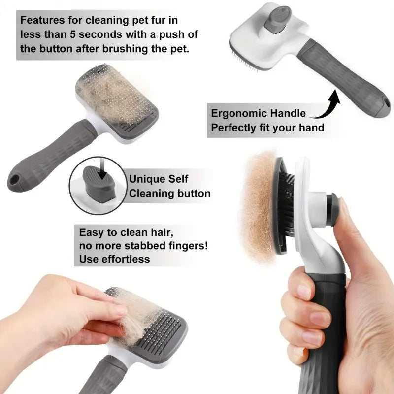 Self-Cleaning Pet Grooming Brush – Slicker Comb for Dogs & Cats