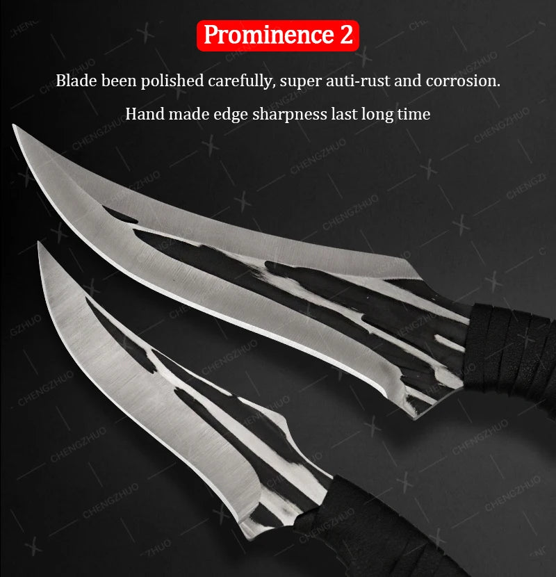 Handmade Forged Meat Cleaver Chef Knives Butcher Boning Knife Kitchen Knives Fishing Knife Fruit Barbecue Knife with Cover