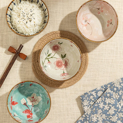 Japanese Style Round Ceramic Bowl – Household Tableware for Rice, Milk, Oats & Breakfast