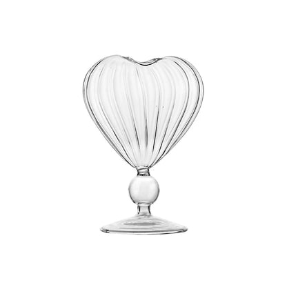 Heart-Shaped Glass Cup with Straw – 220ml Crystal Juice & Wine Glass