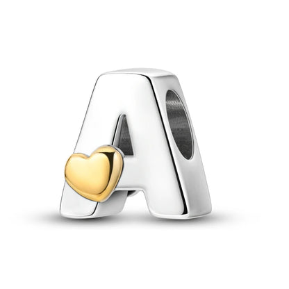 925 Sterling Silver A-Z Letter Charm Beads – Gold Alphabet DIY Birthday Jewelry
