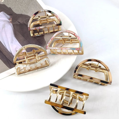 Mini Half-Round Acetate Hair Claw Clip – Fashion Hairpin Gripper for Women (5cm)