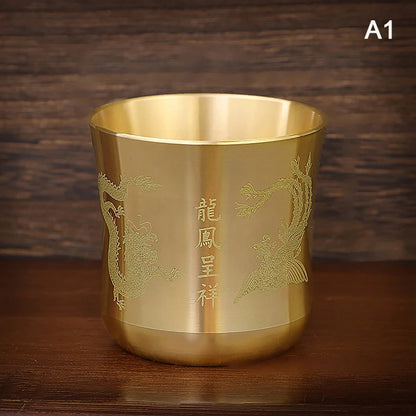 Brass Antique Tea Cup – Chinese Vintage Teacup for Home Office Bar Decor