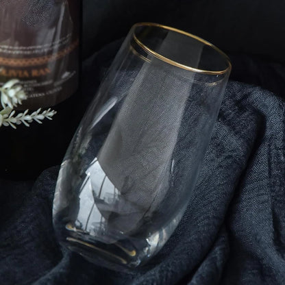 375ML Crystal Glass Cup – Gold Rimmed Wine Whiskey Cocktail Glassware