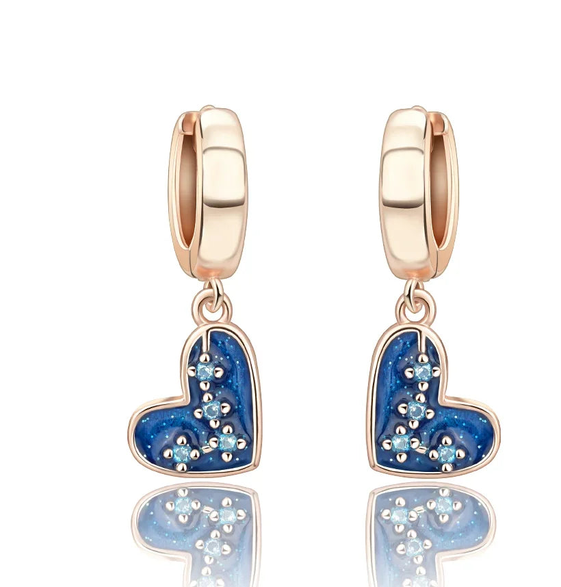 Sparkling Hoop Earrings 925 Sterling Silver Moon Pearl Heart Crystal Luxury Romantic Earing Fit Woman Wedding Party Jewelry Gift