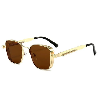 KUIMIM Steampunk Driving Sunglasses – Vintage Metal Frame UV400 Spring Hinge