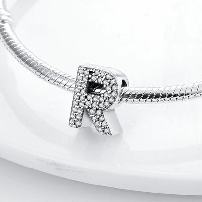 925 Sterling Silver 26 Alphabet Letters Charm Bead – DIY Birthday Jewelry