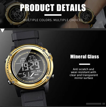 Men's Digital Sport Watch – 50M Waterproof, LED, Stopwatch, Military Tactical Wristwatch