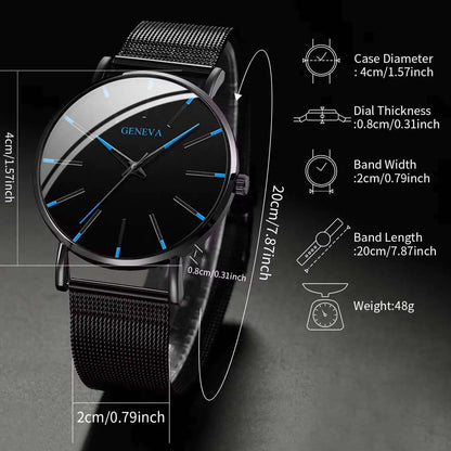 Fashion Ultra Thin Men’s Business Watches Simple Mesh Band Quartz Wristwatch Casual Man Watch Reloj Hombre - BeeTrendyShop.COM