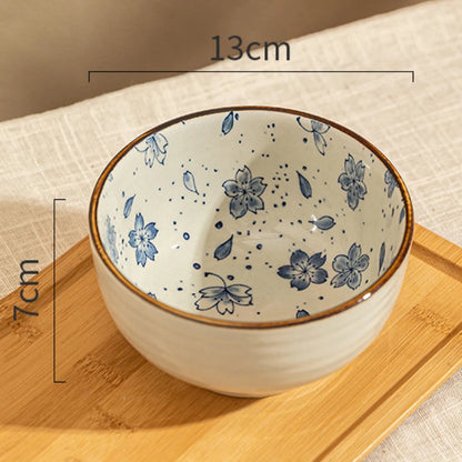 Japanese Style Round Ceramic Bowl – Household Tableware for Rice, Milk, Oats & Breakfast