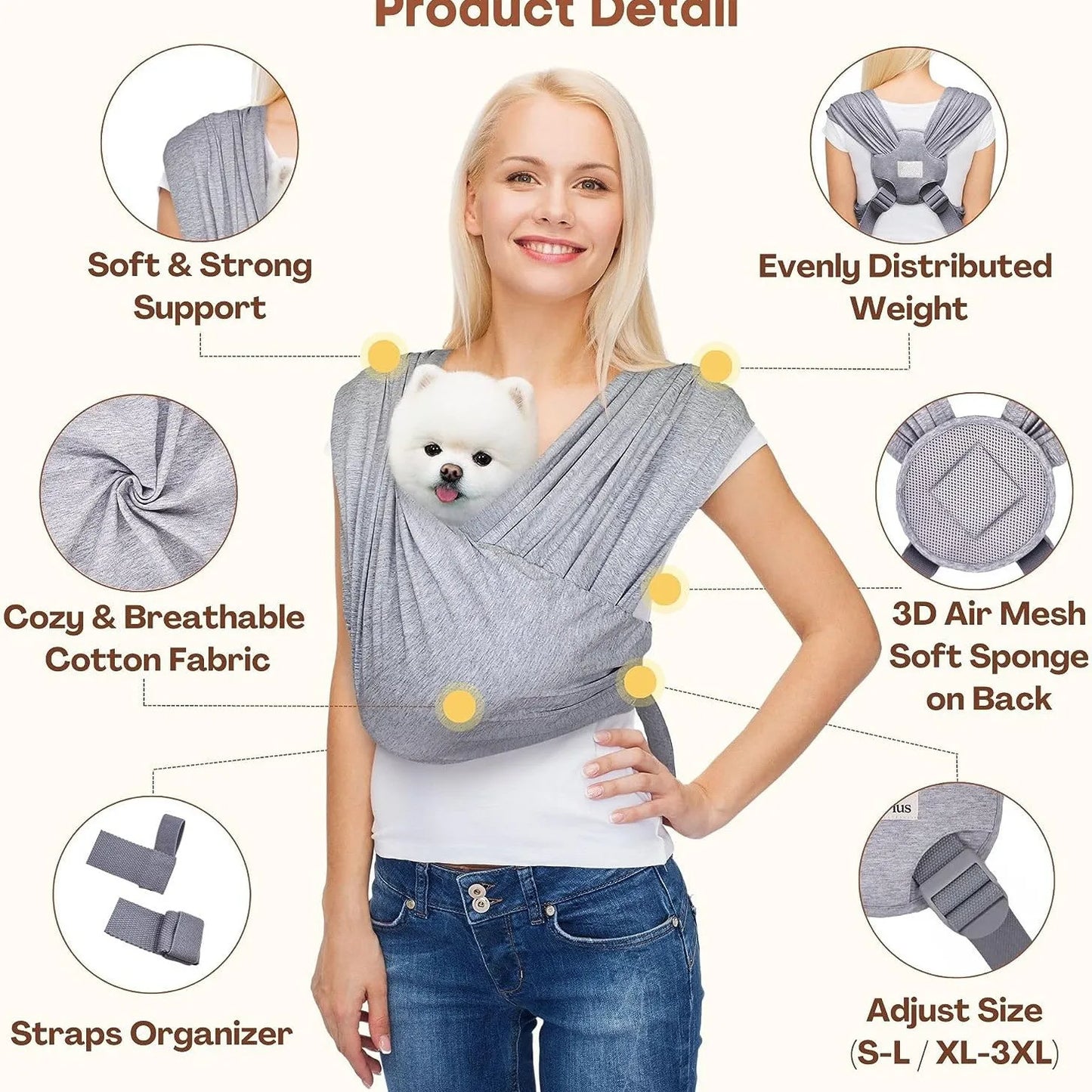 Breathable Dog & Cat Chest Carrier Bag – Soft, Foldable & Portable Travel Bag
