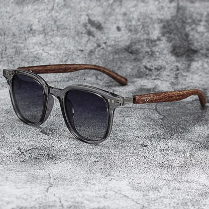 Retro Wood Grain Sunglasses – UV400 Square Frame for Men & Women