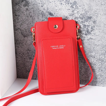 solid color fashion simple shoulder bag slung mobile phone bag women's driver's license card wallet - BeeTrendyShop.COM