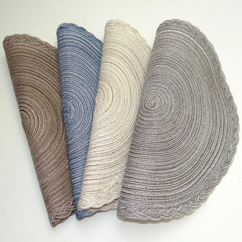 Round Braided Placemats 38cm – Woven Washable Non-Slip Table Mats for Dining | Set of 4