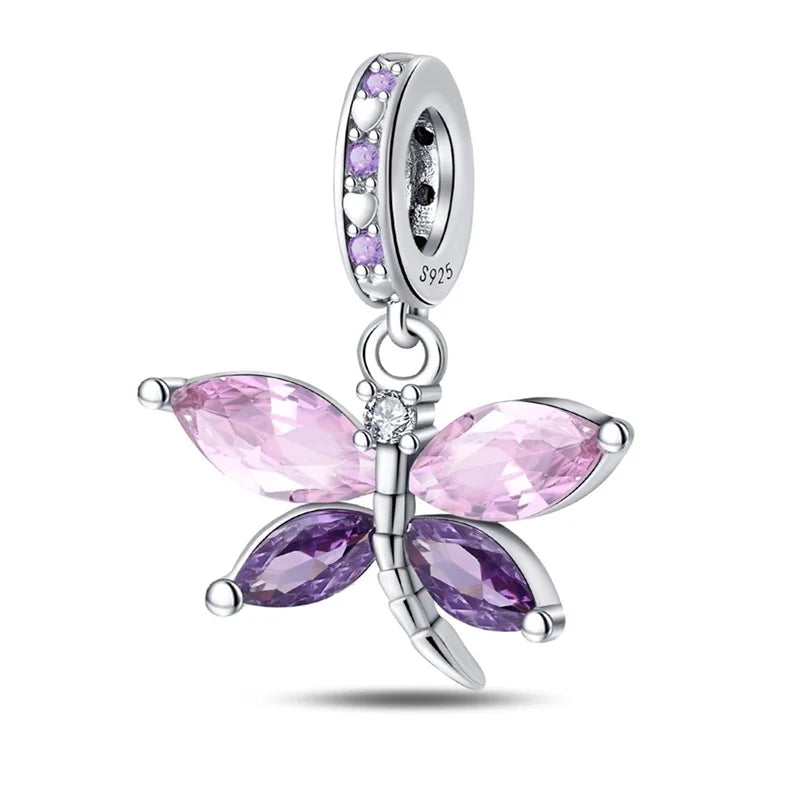 925 Silver Plating Colorful Butterfly Insect Animal Charms Beads Sparkling Zircon Fit Qikaola 925 Original Bracelets DIY Jewelry