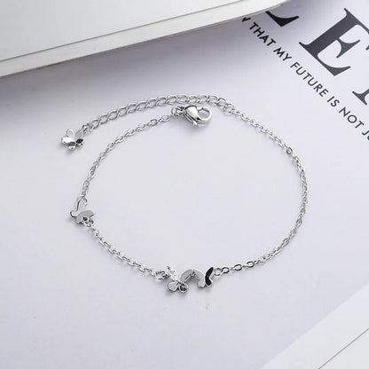 VENTFILLE 925 Silver Diamond Butterfly Bracelet – Adjustable Flower Jewelry for Women