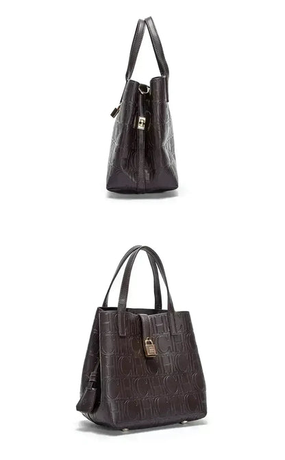 CH Large Capacity Handbag Luxury Brand Temperament Letter Print with Lock Design 2025 Trendy Women's Crossbody Bag - BeeTrendyShop.COM