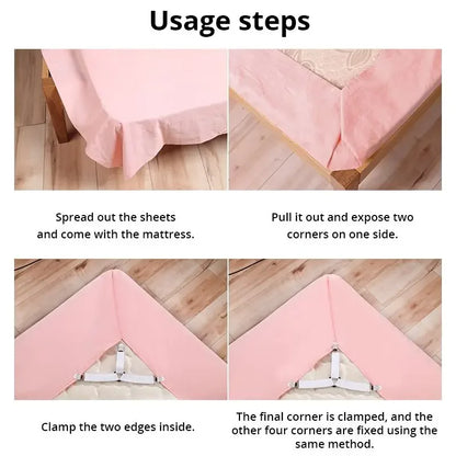 4Pcs Adjustable Bed Sheet And Quilt Holder for Bed Sheet Organizer Mattress Cover Clip For Home Elastic Straps Adjustable Clips - BeeTrendyShop.COM