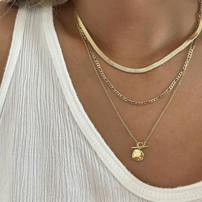 Vintage Gemstone Layered Necklace Set (3/4 -Piece)