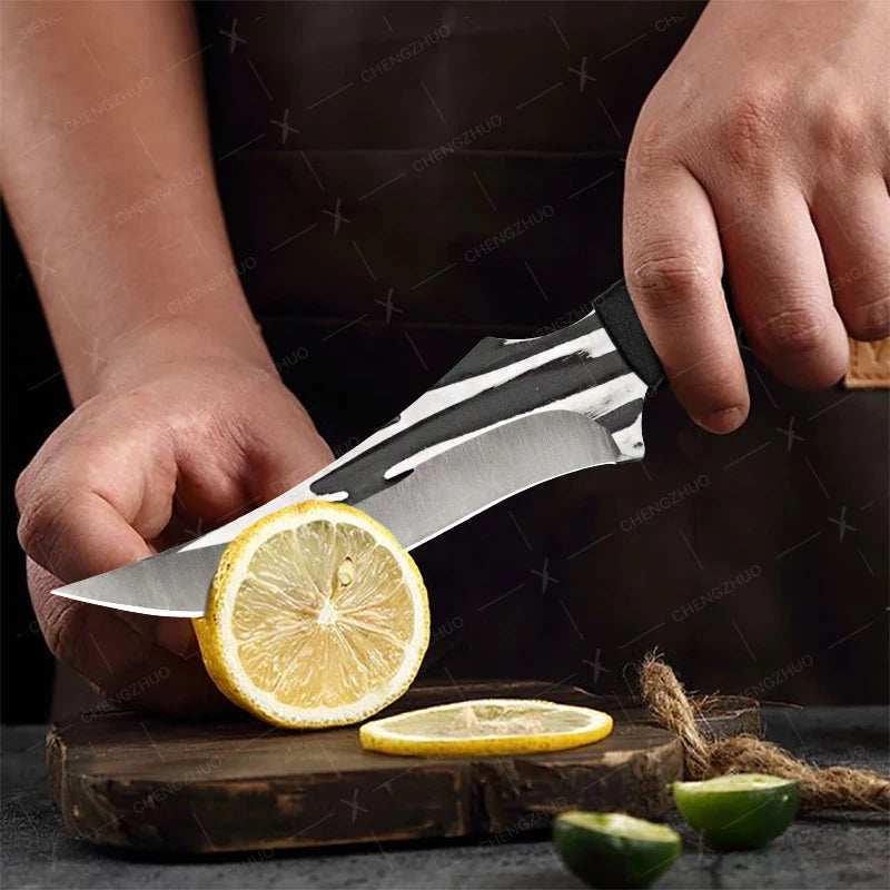 Handmade Forged Meat Cleaver Chef Knives Butcher Boning Knife Kitchen Knives Fishing Knife Fruit Barbecue Knife with Cover